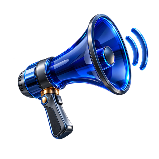 Megafone tridimensional representando uma campanha